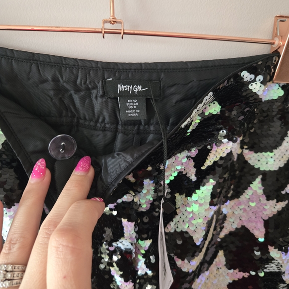 Nasty Gal Black and Silver Sequin Star Womens Bottoms - Picture 5 of 7